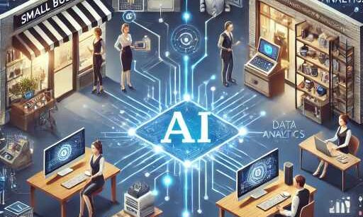 ۶۷۰۵d6aea08bb322ce13afb7_DALL E – An image representing SMEs utilizing AI technology